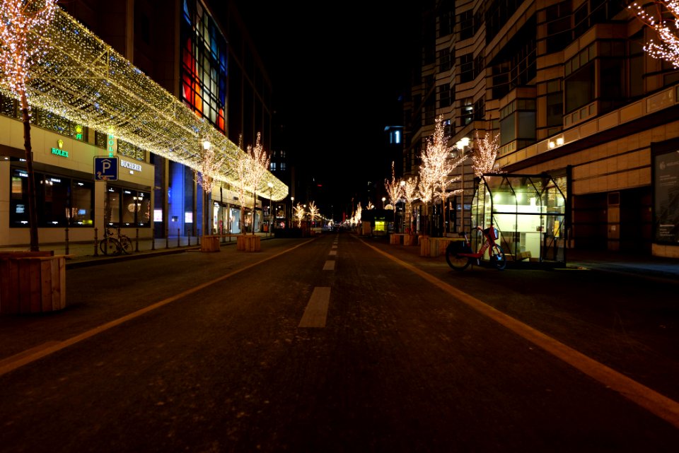 Car free Friedrichstraße at night 2021-01-17 11