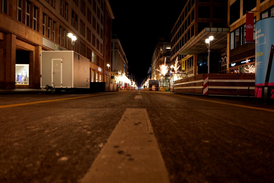 Car free Friedrichstraße at night 2021-01-17 07