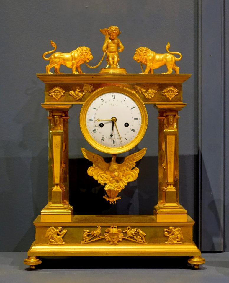 Clock by Jacquet, active in Gisors, France, early 1800s, gilt bronze, enamel - Montreal Museum of Fine Arts - Montreal, Canada - DSC08689