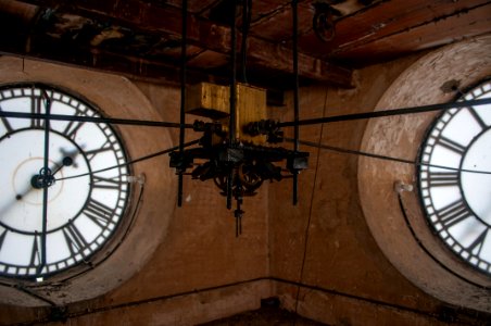 Clock machine in the bell tower of the basilica of chiquinquira