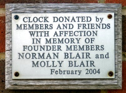 Clock plaque, Cooden Beach Sports & Social Club, Withyham Road, Bexhill