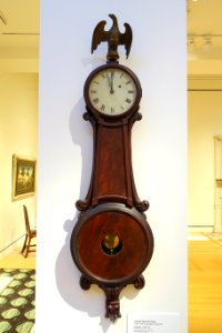 Clock by Joseph Nye Dunning, Burlington VT, 1820-1825, mahogany, pine, brass, glass - Peabody Essex Museum - DSC06865