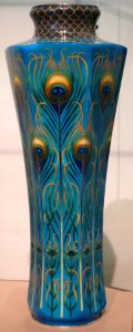 Cloisonné vase with design of peacock feathers by Kawade Shibataro, LACMA photo