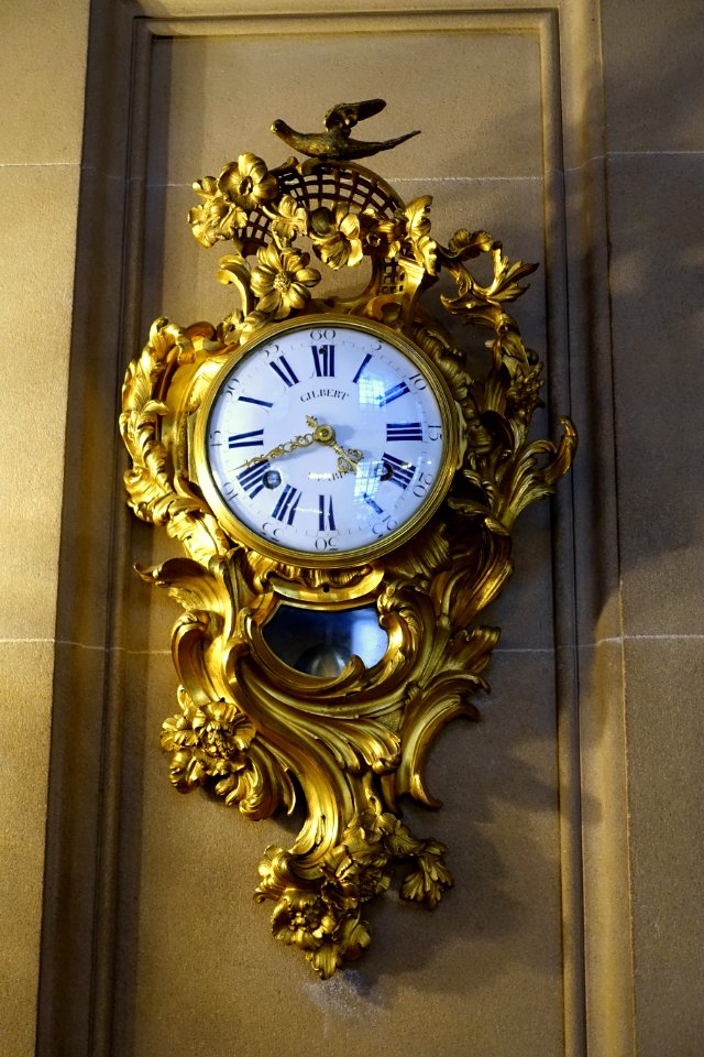 Clock, Gilbert, Paris, perhaps Louis XV era - Entrance Hall, Chatsworth House - Derbyshire, England - DSC02988