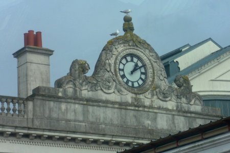 Clock on Façade of Brighton Railway Station, Queens Road, Brighton (March 2013)