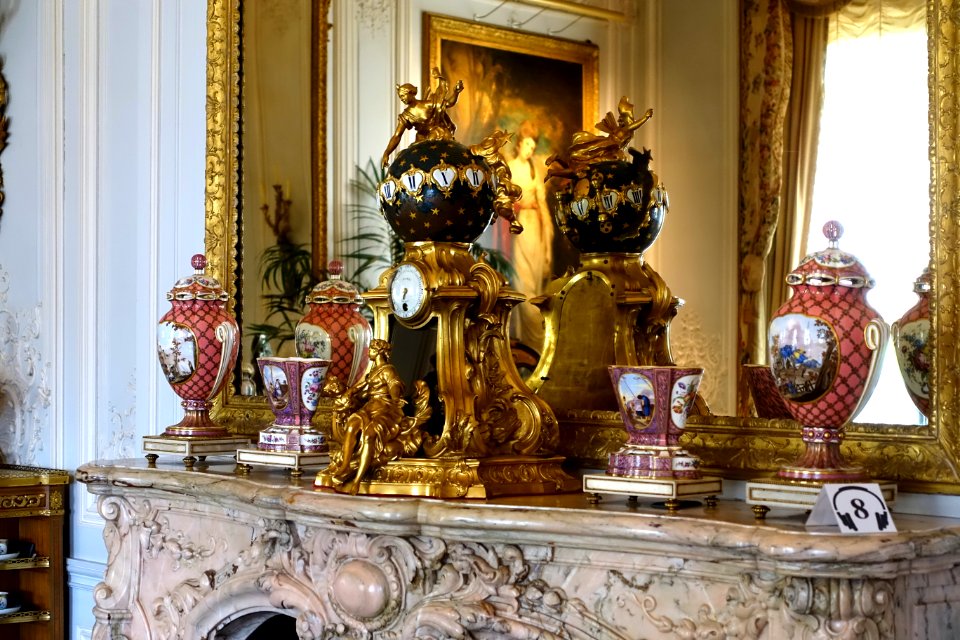 Clock by Jacques Caffieri, movement by Julien Le Roy, enamelling by Antoine-Nicolas Martinière, Paris, 1748-1749 - Waddesdon Manor - Buckinghamshire, England - DSC07646