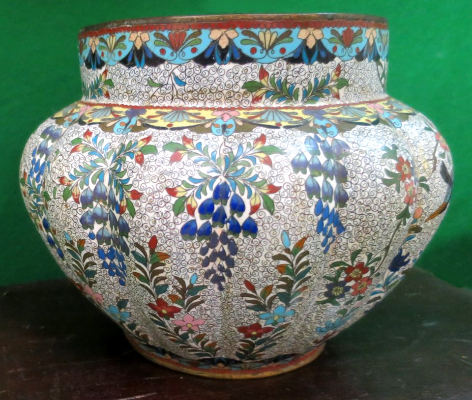 Cloisonné melon-shaped planter from China