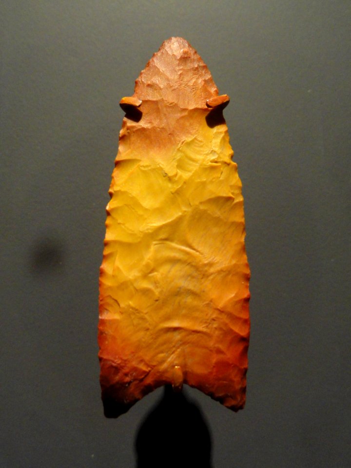 Clovis point, 11500-9000 BC, Sevier County, Utah, chert - Natural History Museum of Utah - DSC07376
