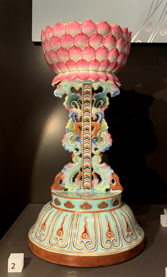 Cloisonné stand with lotus design, China, Qing dynasty, 1735-96, at the National Museum of Scotland pic1