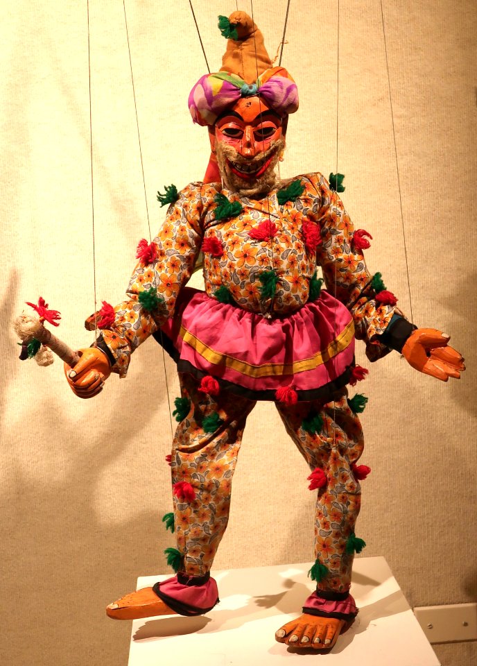 Clown puppet from Sri Lanka, mid 20th century