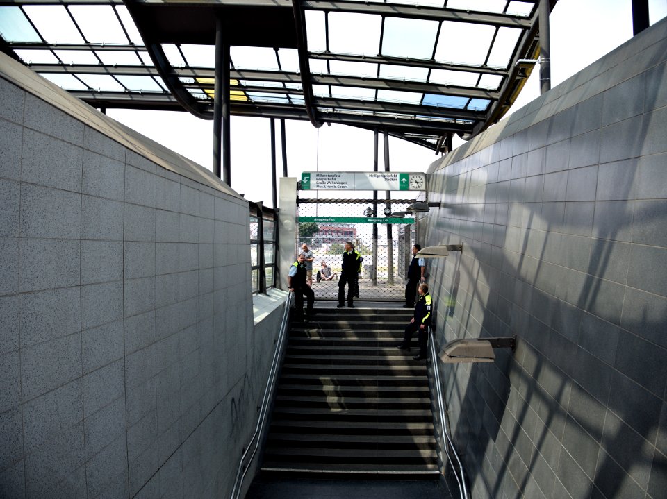 Closed underground station during G20 summit in Hamburg