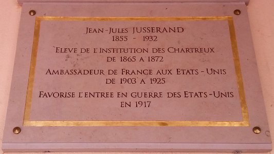 Close - Institution des Chartreux - Plaque Jean-Jules Jusserand (cropped)