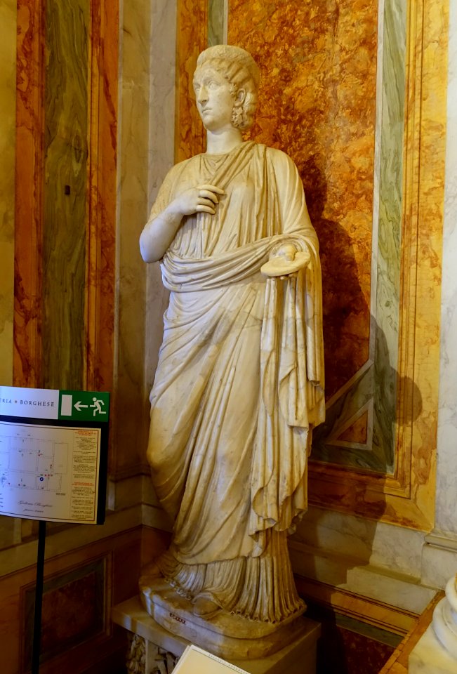 Cloaked female with mismatched head of Severina, Roman, 270-275 AD, marble - Galleria Borghese - Rome, Italy - DSC04770