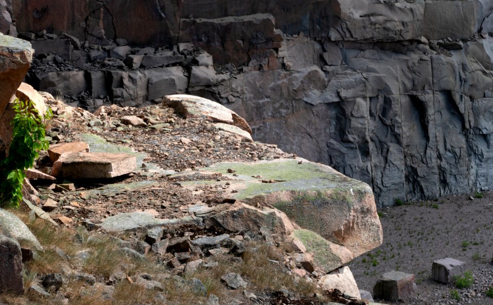 Cliffs in Rixö quarry with shadow of a cloud passing