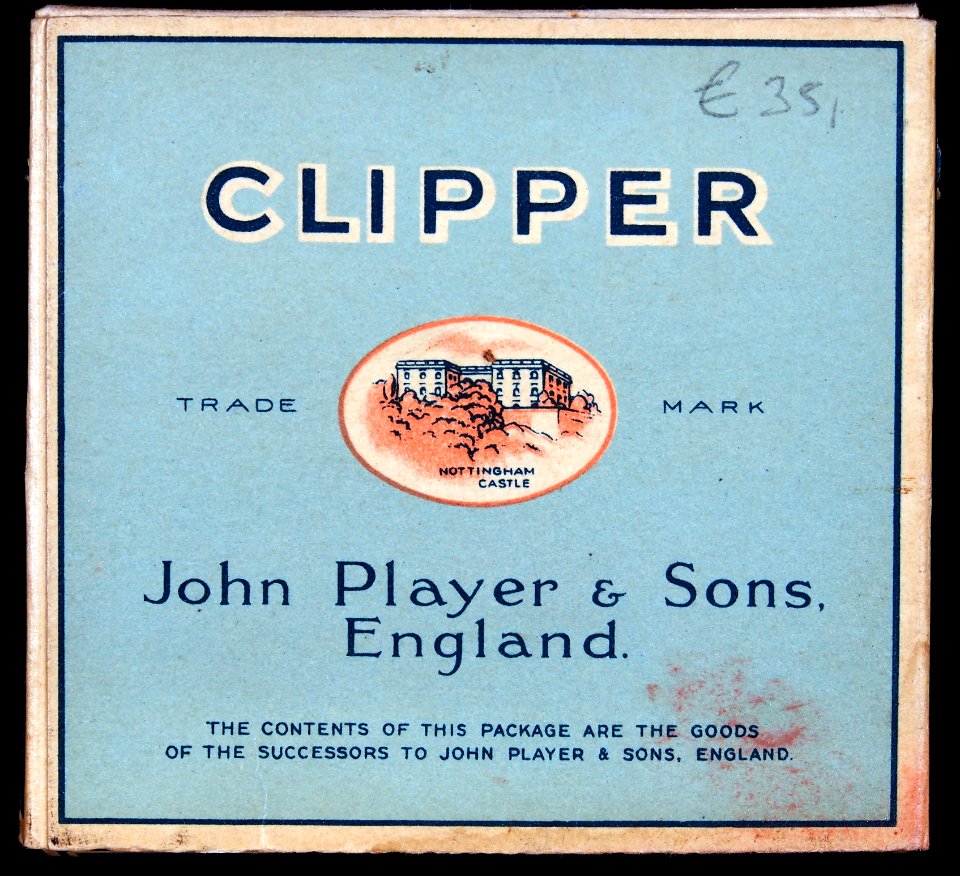 Clipper cigarettes pack, back
