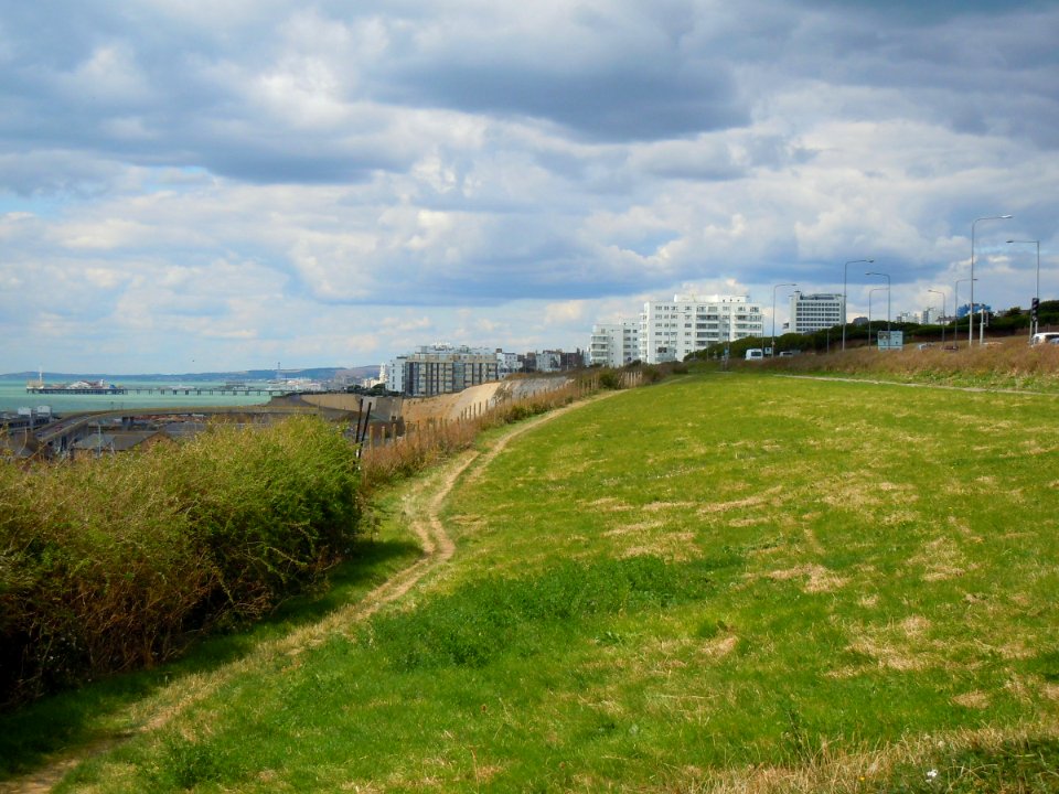 Clifftop Path and Flats alongside A259 above Brighton Marina (August 2014)