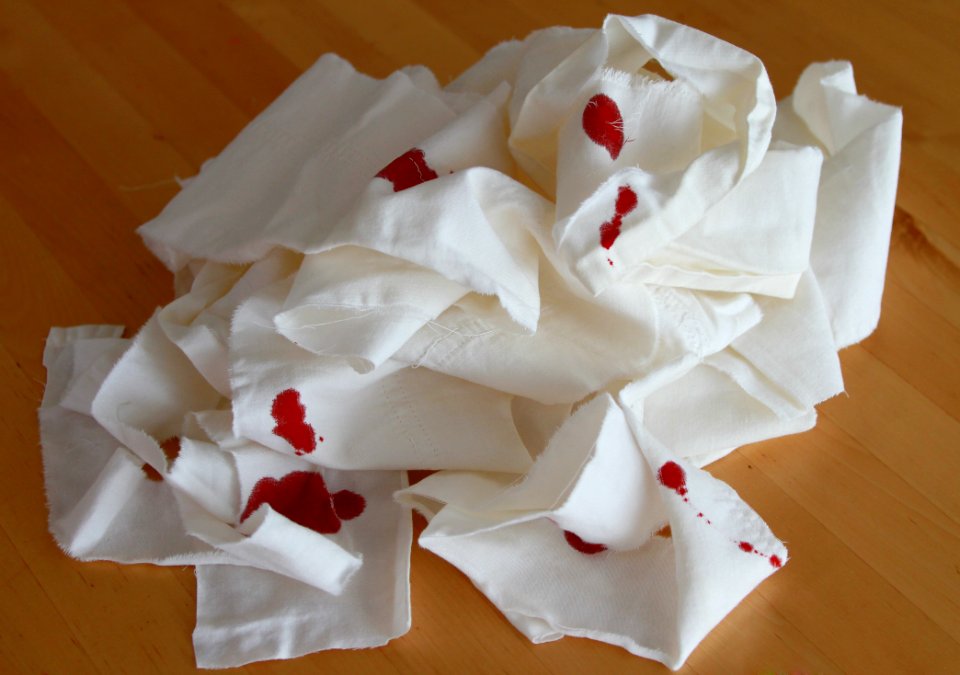 Cloth strips with blood - Public Domain
