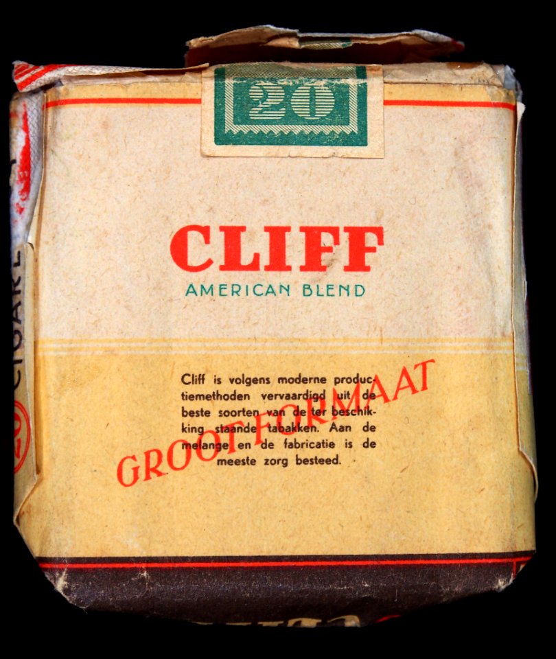 Cliff cigarettes pack, back