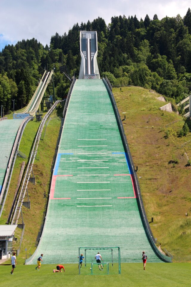 Summer ski jump ski jump football player