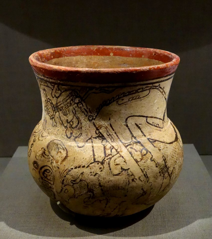 Codex-style vase with god Itzamnaaj riding a peccary, Mexico or Guatemala, Central Maya area, Late Classic Maya, 600-900 AD, earthenware and pigment - De Young Museum - DSC00638