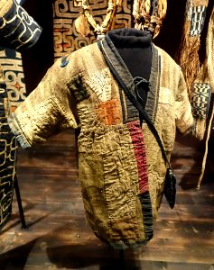 Coat for small child, Ainu people, Japan, woven from inner bark of elm tree, repaired with cotton - Etnografiska museet - Stockholm, Sweden - DSC01166