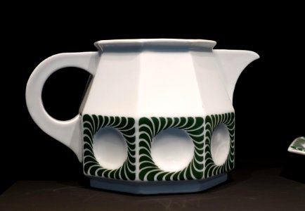 Coffee and tea set 'Weimar' by Albin Muller, 1 of 5, c. 1908, porcelain, green underglaze - Museum Künstlerkolonie Darmstadt - Mathildenhöhe - Darmstadt, Germany - DSC06157