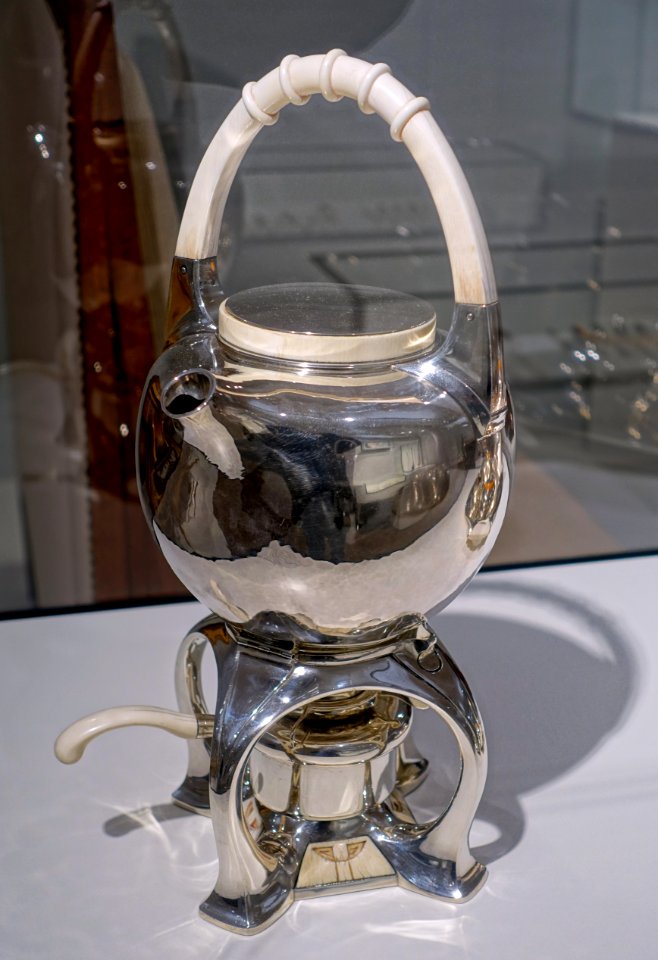 Coffee and tea service by Henry van de Velde, c. 1903-1904, silver, ivory, bakelite, 1 of 2 - Hessisches Landesmuseum Darmstadt - Darmstadt, Germany - DSC00727