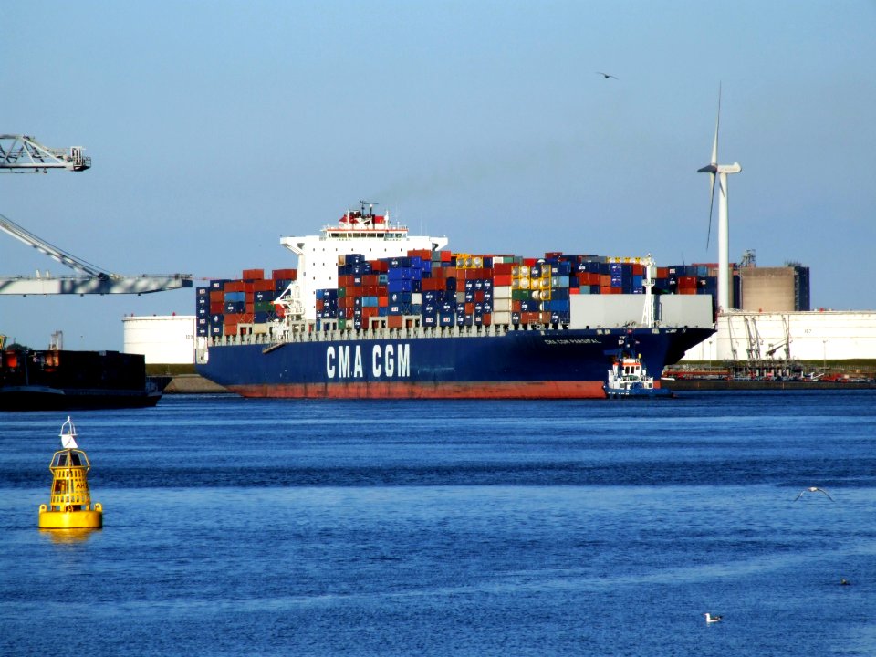 CMA CGM Parsifal p01 approaching Port of Rotterdam, Holland 01-Jan-2005