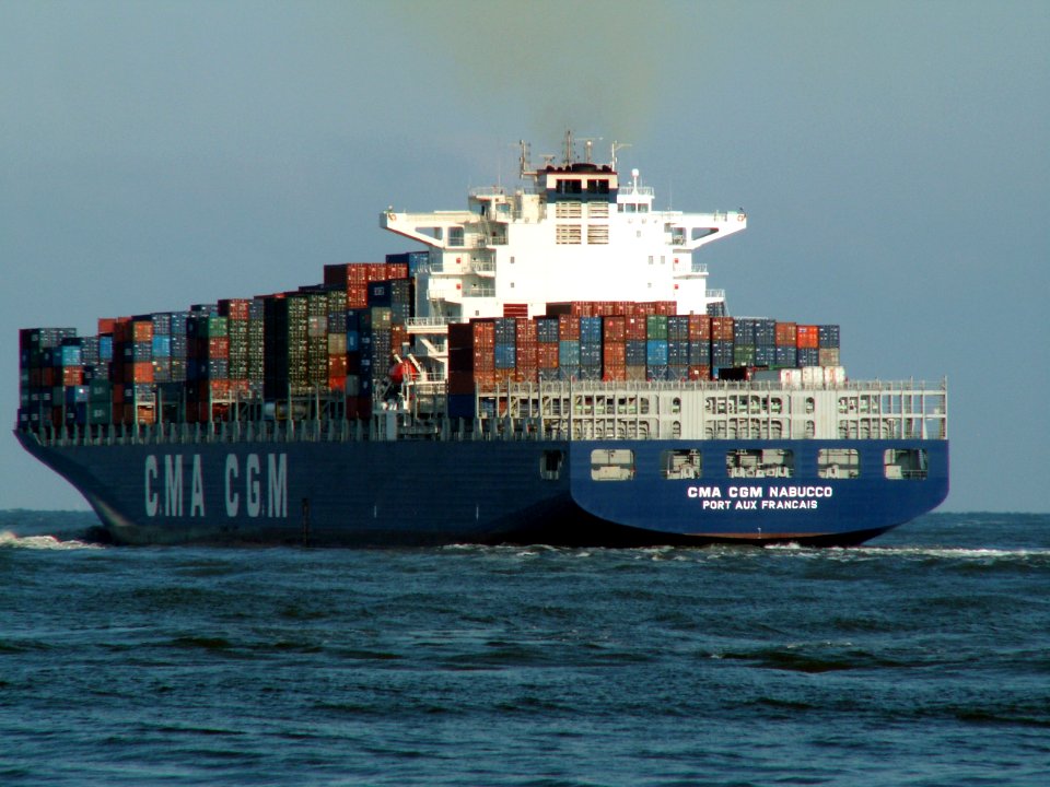 CMA CGM Nabucco p5, leaving Port of Rotterdam, Holland 12-Mar-2006