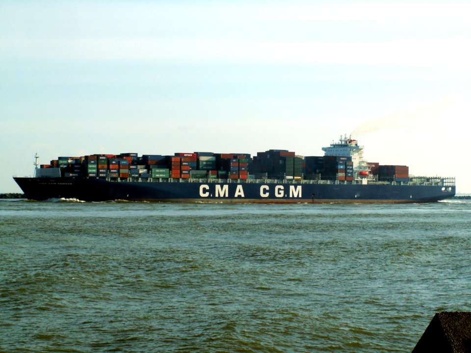 CMA CGM Nabucco IMO 9299630 , leaving Port of Rotterdam, Holland 12-Mar-2006