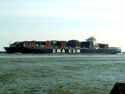 CMA CGM Nabucco IMO 9299630 , leaving Port of Rotterdam, Holland 12-Mar-2006