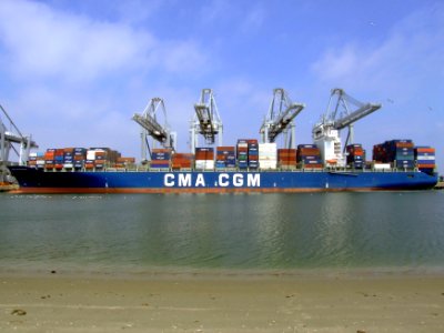 CMA CGM Balzac IMO 9222273 , leaving Port of Rotterdam, Holland 18-May-2007