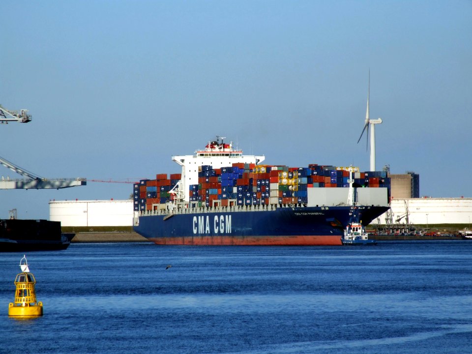CMA CGM Parsifal p0 approaching Port of Rotterdam, Holland 01-Jan-2005