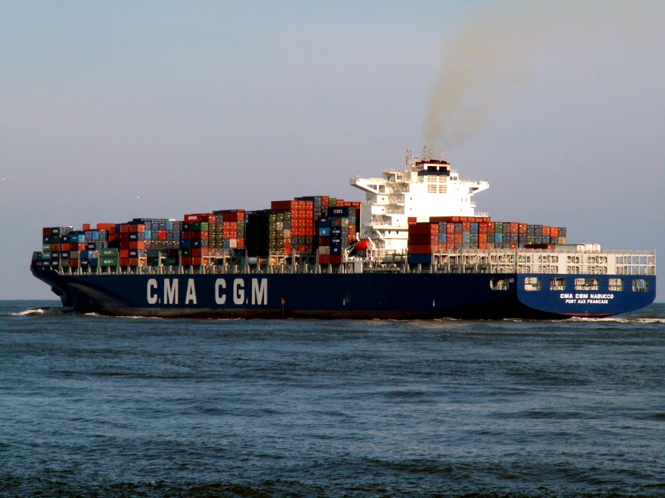 CMA CGM Nabucco p4, leaving Port of Rotterdam, Holland 12-Mar-2006