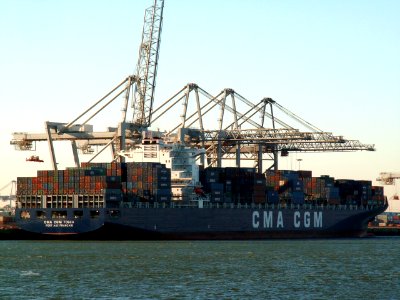 CMA CGM Tosca, at the Amazone harbour, Port of Rotterdam, Holland 29-Jan-2006