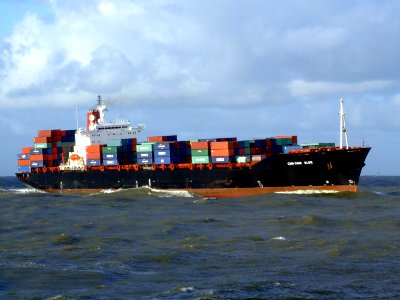 CMA CGM Elbe p3 approaching Port of Rotterdam, Holland 21-Jan-2007