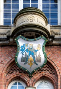Coat of arms Odense town hall Denmark photo