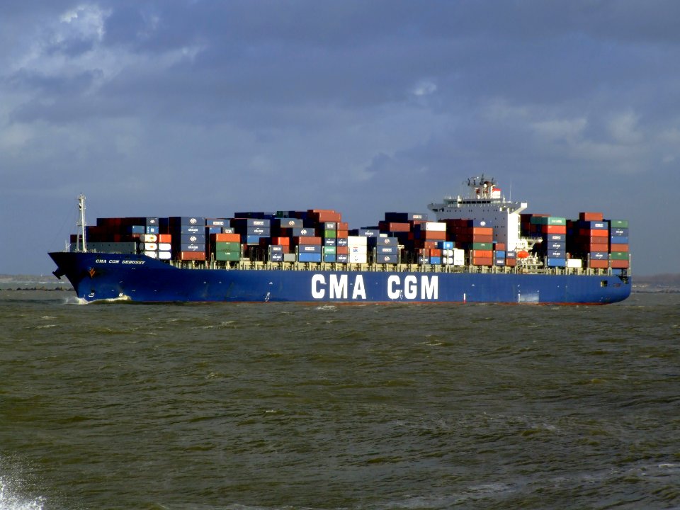 CMA CGM Debussy p3, leaving Port of Rotterdam, Holland 21-Jan-2007