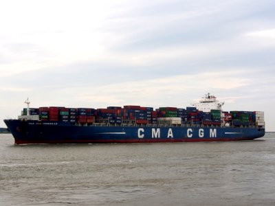 CMA CGM Corneille - IMO 9409170 - Callsign A8SU4 on the Schelde river