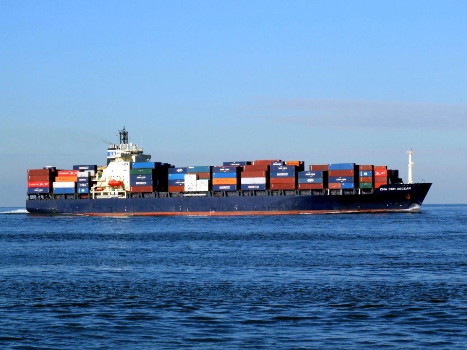 CMA CGM Aegean p2 approaching Port of Rotterdam, Holland 21-Feb-2005