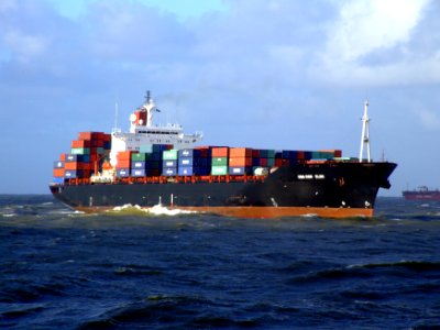 CMA CGM Elbe p1 approaching Port of Rotterdam, Holland 21-Jan-2007