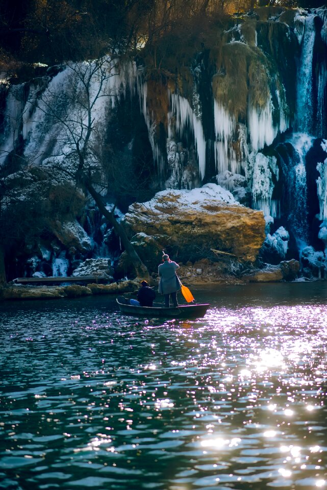 Boat couple exploring