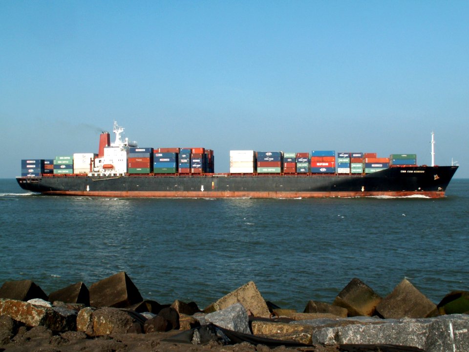 CMA CGM Komodo p3 approaching Port of Rotterdam, Holland 24-Feb-2006