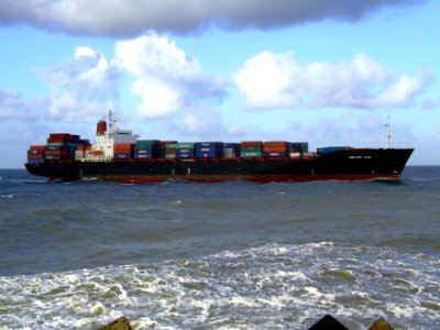 CMA CGM Elbe p7 approaching Port of Rotterdam, Holland 21-Jan-2007