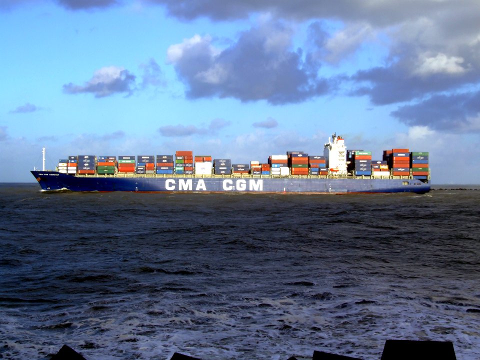 CMA CGM Debussy p7, leaving Port of Rotterdam, Holland 21-Jan-2007