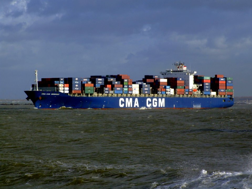 CMA CGM Debussy p2, leaving Port of Rotterdam, Holland 21-Jan-2007