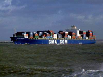 CMA CGM Debussy p2, leaving Port of Rotterdam, Holland 21-Jan-2007