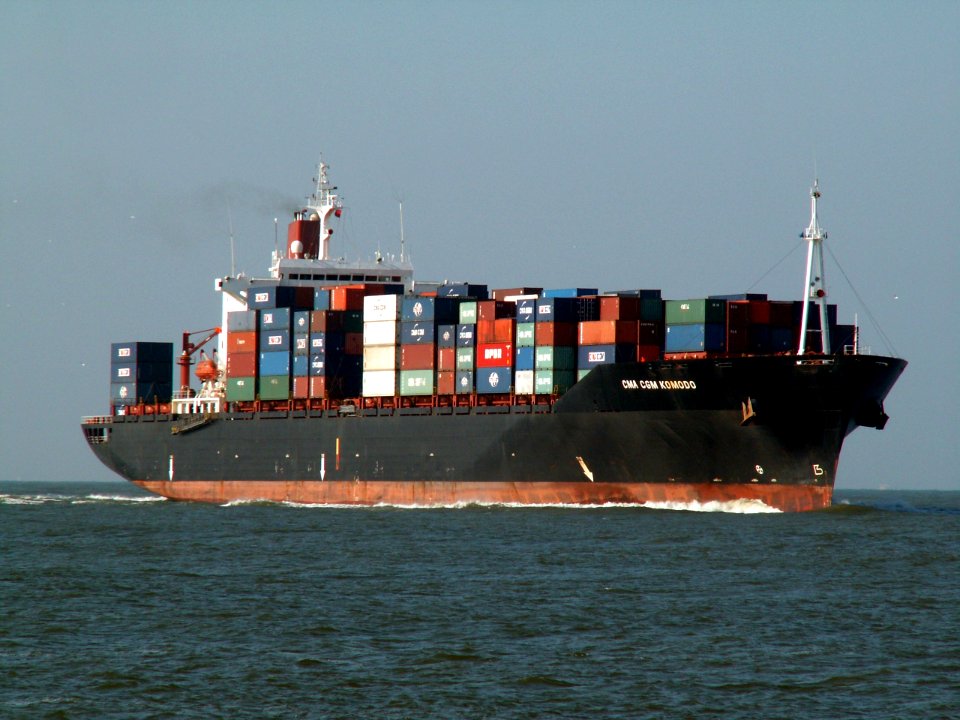 CMA CGM Komodo IMO 9001033 p1 approaching Port of Rotterdam, Holland 24-Feb-2006