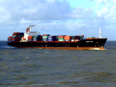 CMA CGM Elbe p6 approaching Port of Rotterdam, Holland 21-Jan-2007