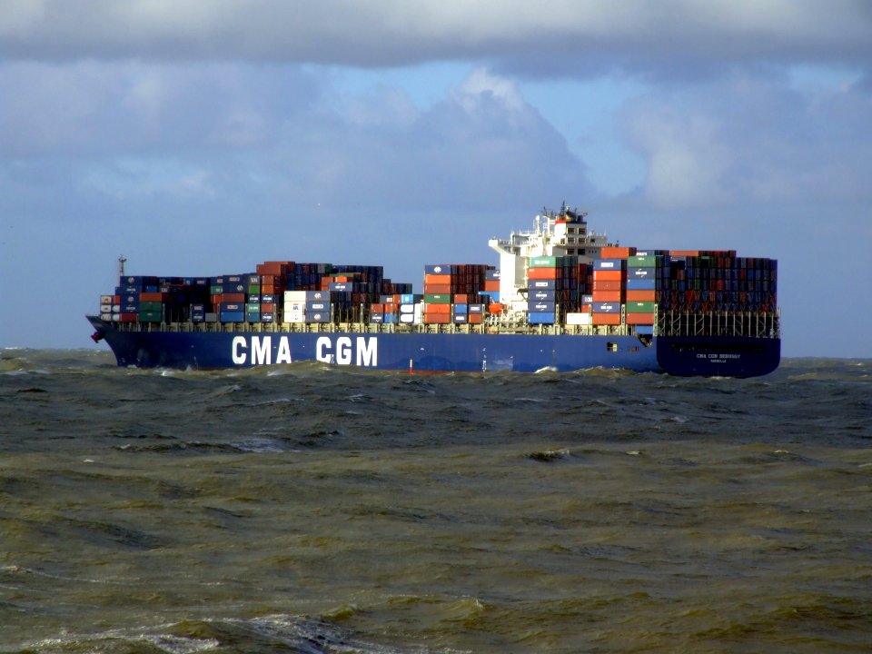 CMA CGM Debussy p9, leaving Port of Rotterdam, Holland 21-Jan-2007
